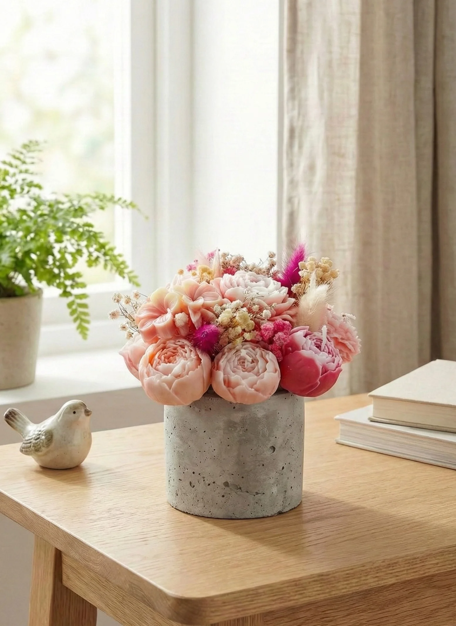 Bouquet con vaso in ceramica